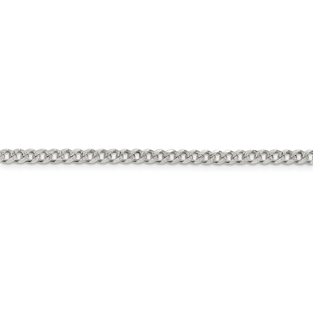 Silver 4.00-mm Wide Solid Pave Link Curb Chain
