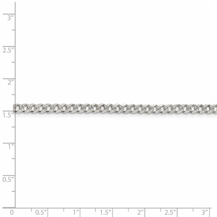 Silver 4.00-mm Wide Solid Pave Link Curb Chain