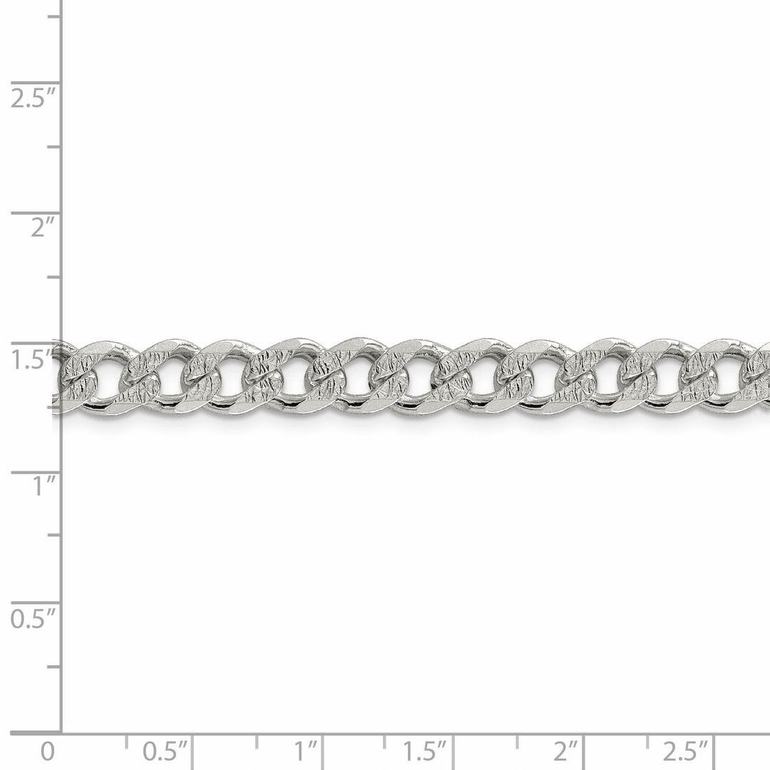 Sterling Silver Solid Pave Link Curb Chain 7.5 MM Wide