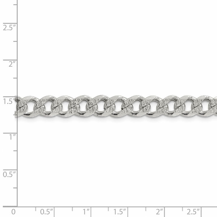 Sterling Silver Solid Pave Link Curb Chain 7.5 MM Wide