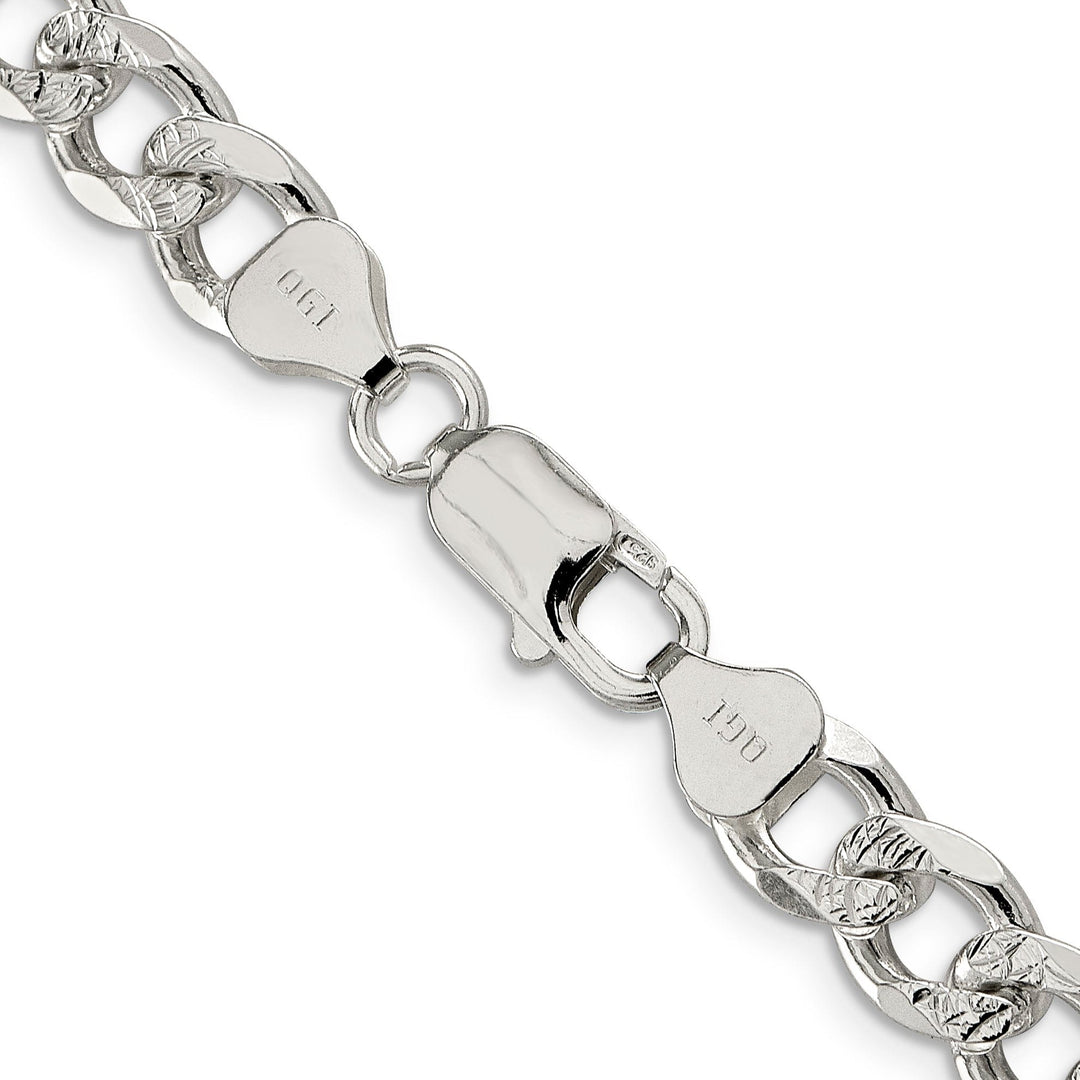 Silver 8.00-mm Solid Pave Link Curb Chain