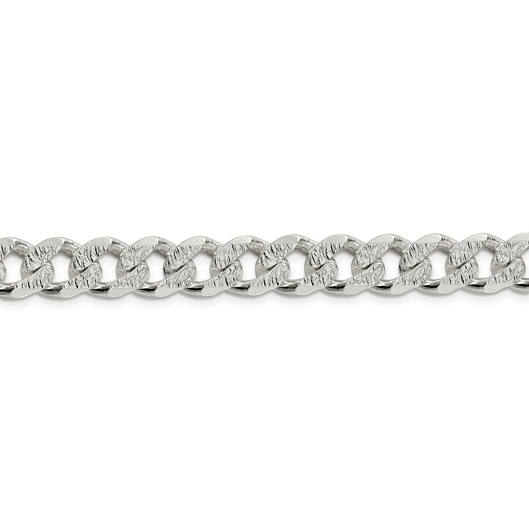 Silver 10.50-mm Solid Pave Link Curb Chain