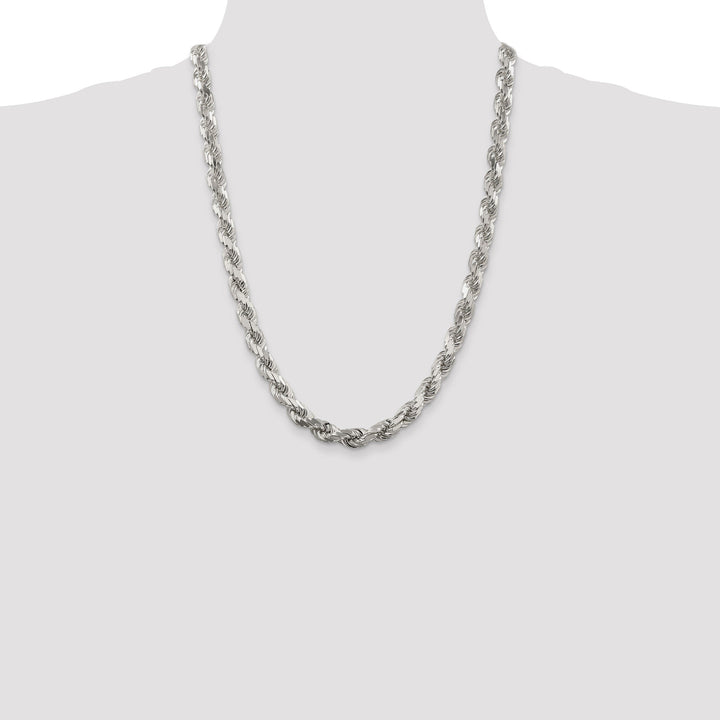 Silver Polished D.C 8.00-mm Solid Rope Chain
