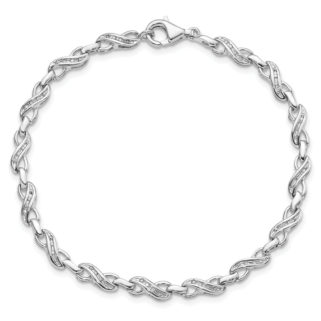 Silver Polish Diamond Infinity Symbol Bracelet