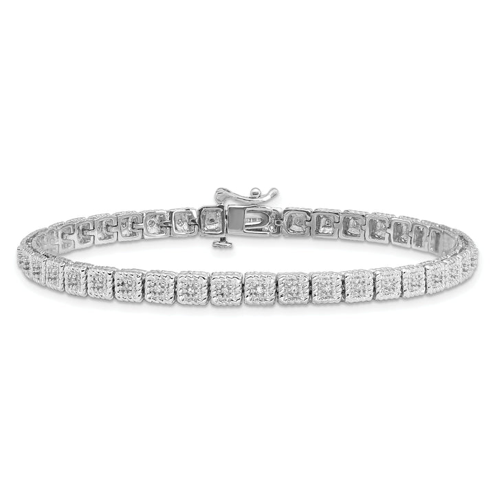 Silver Polished Round Stone Diamond Bracelet