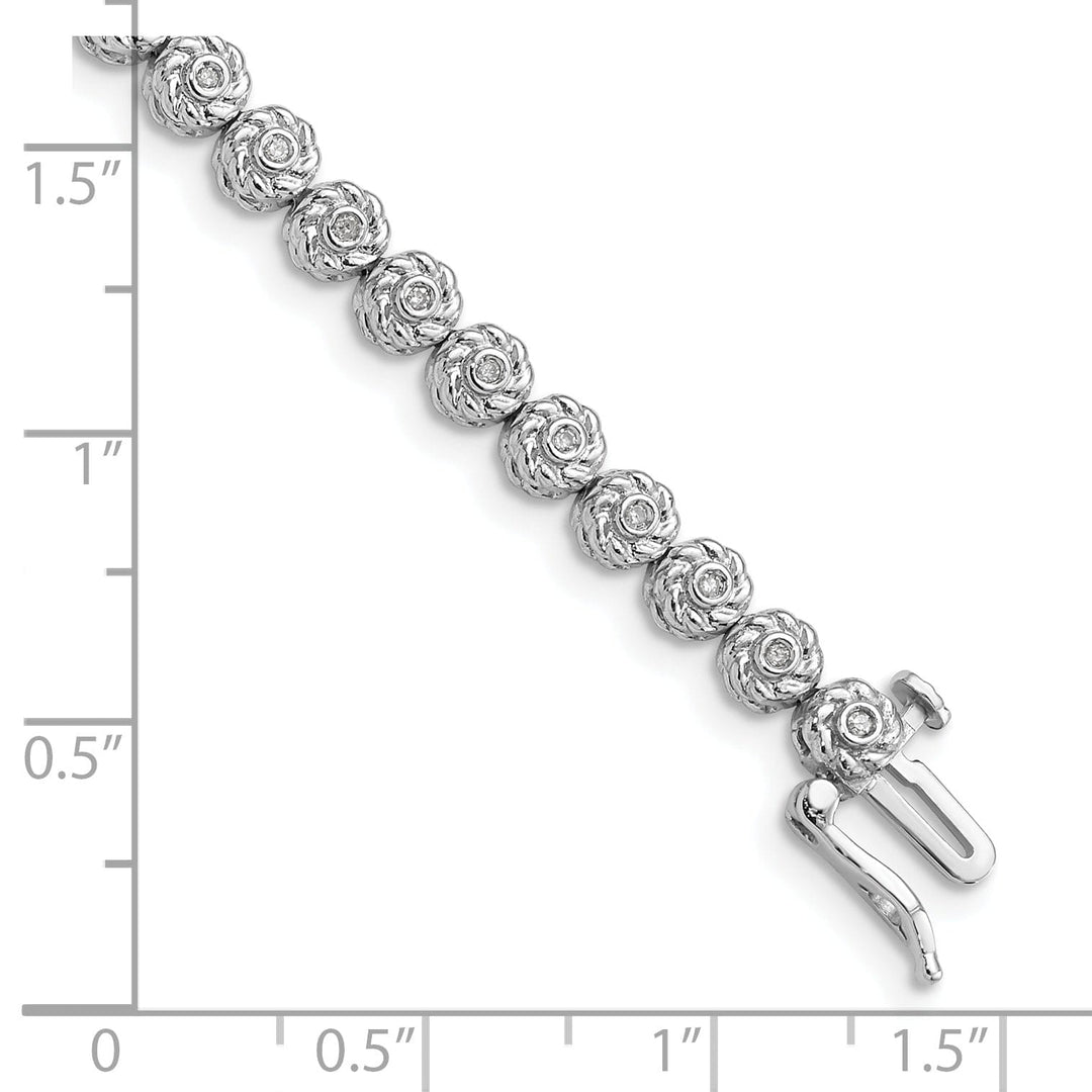 Sterling Silver Polish Finish Diamond Bracelet