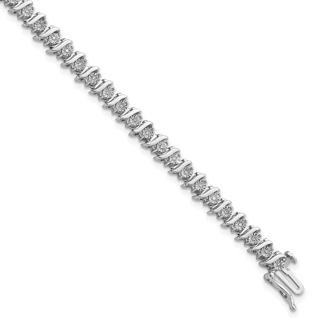 Silver Polished Finish Diamond Fancy Bracelet
