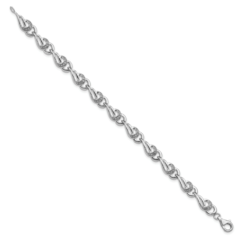 Sterling Silver Polished Diamond Bracelet