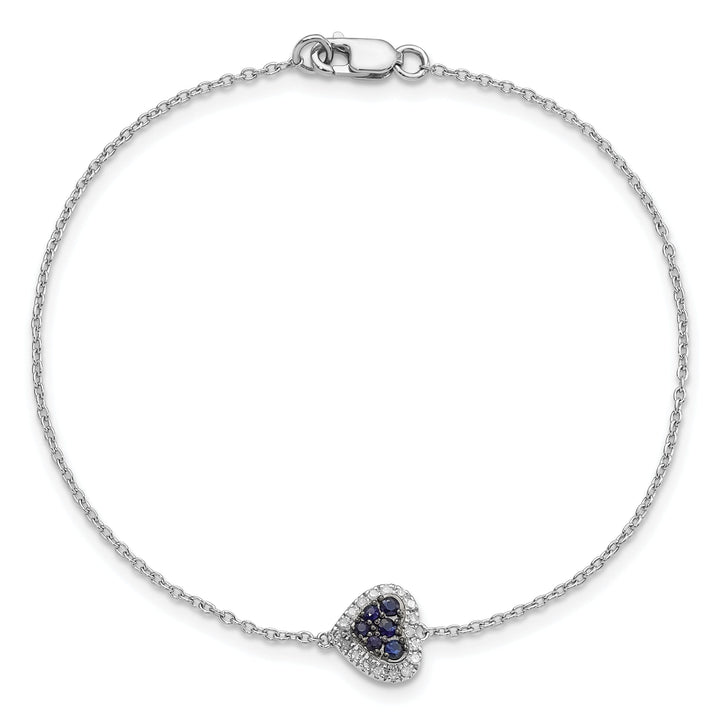 Silver Diamond Sapphire Gemstone Heart Bracelet