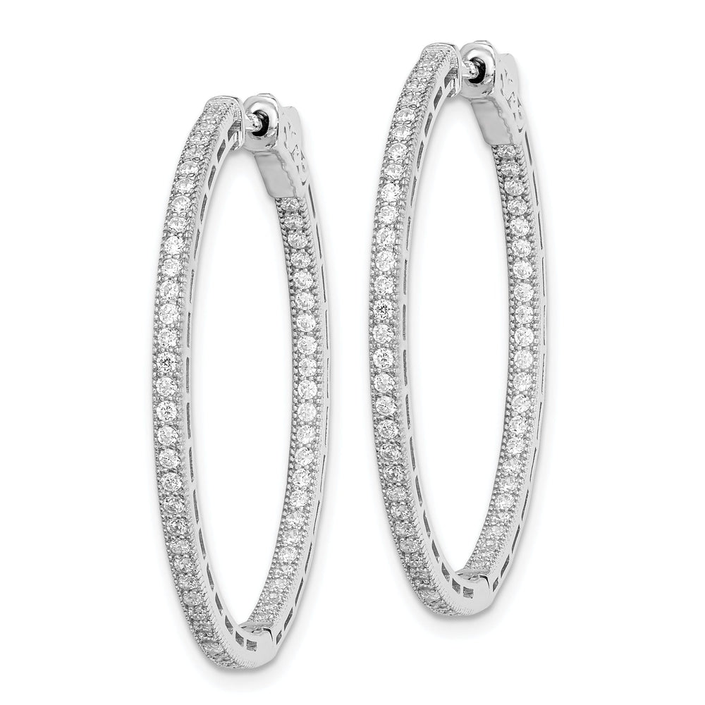 Sterling Silver CZ In and Out Hoop Earrings