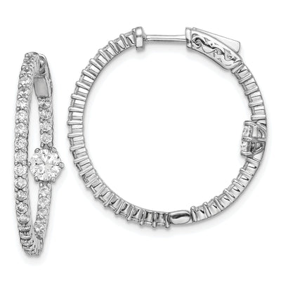 Sterling Silver CZ In and Out Hoop Earrings