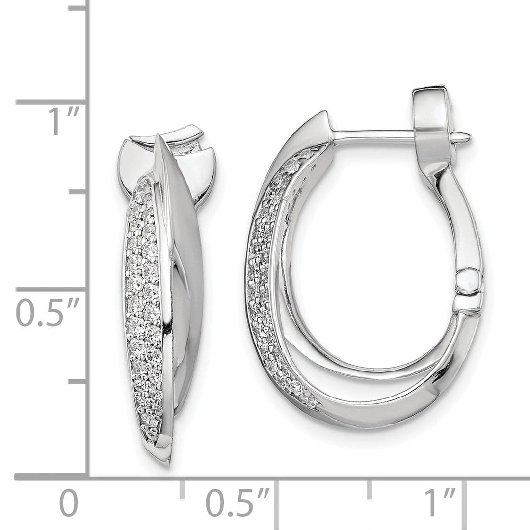 Sterling Silver Oval Double Hoop Earrings