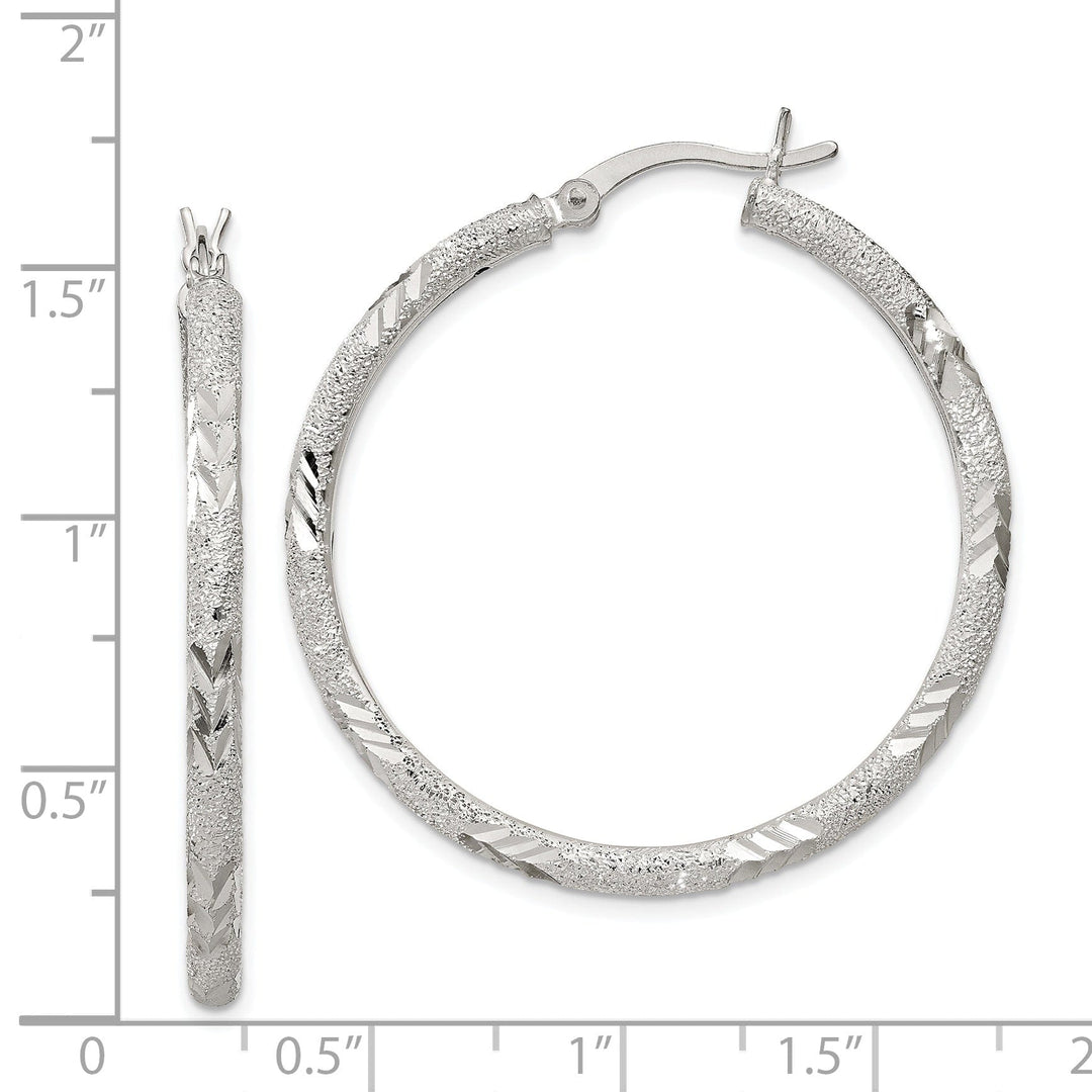 Silver Polished D.C Hollow Hinged Hoop Earrings