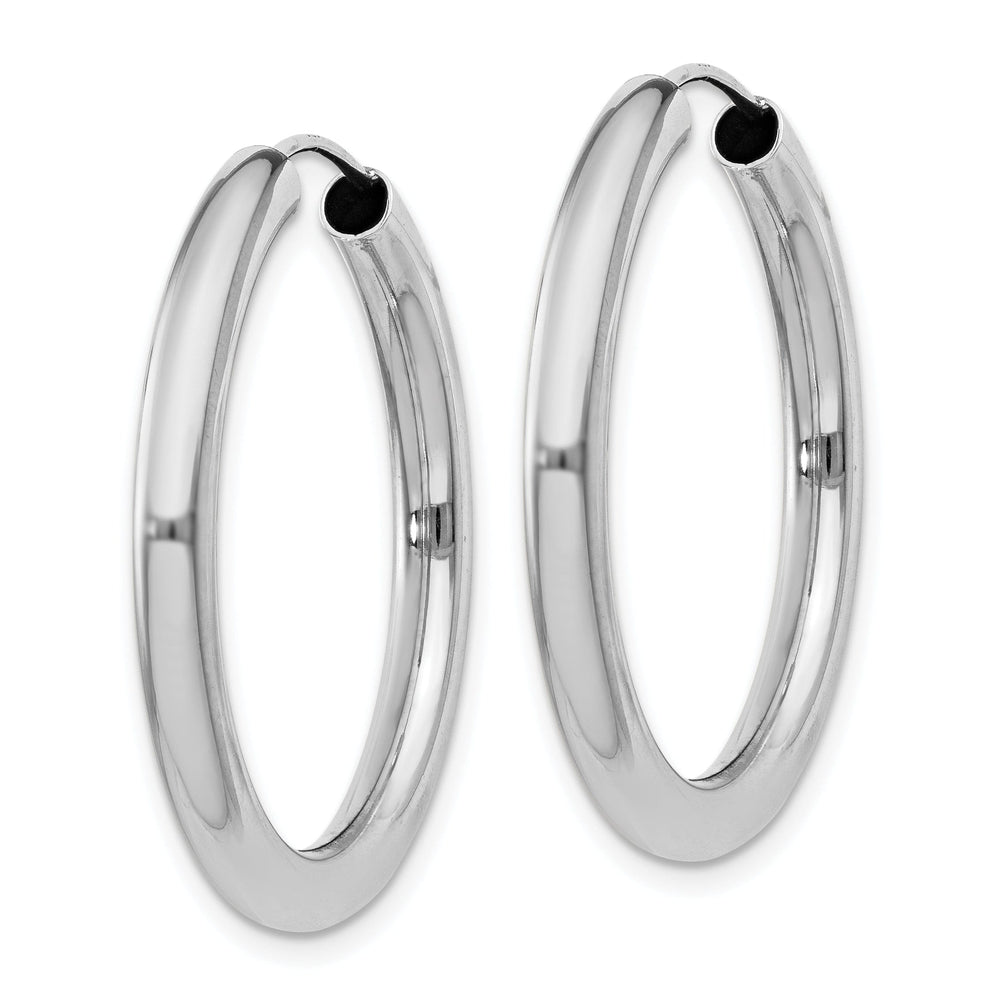 Silver Hollow Endless Tube Hoop Earrings 3mmx30mm