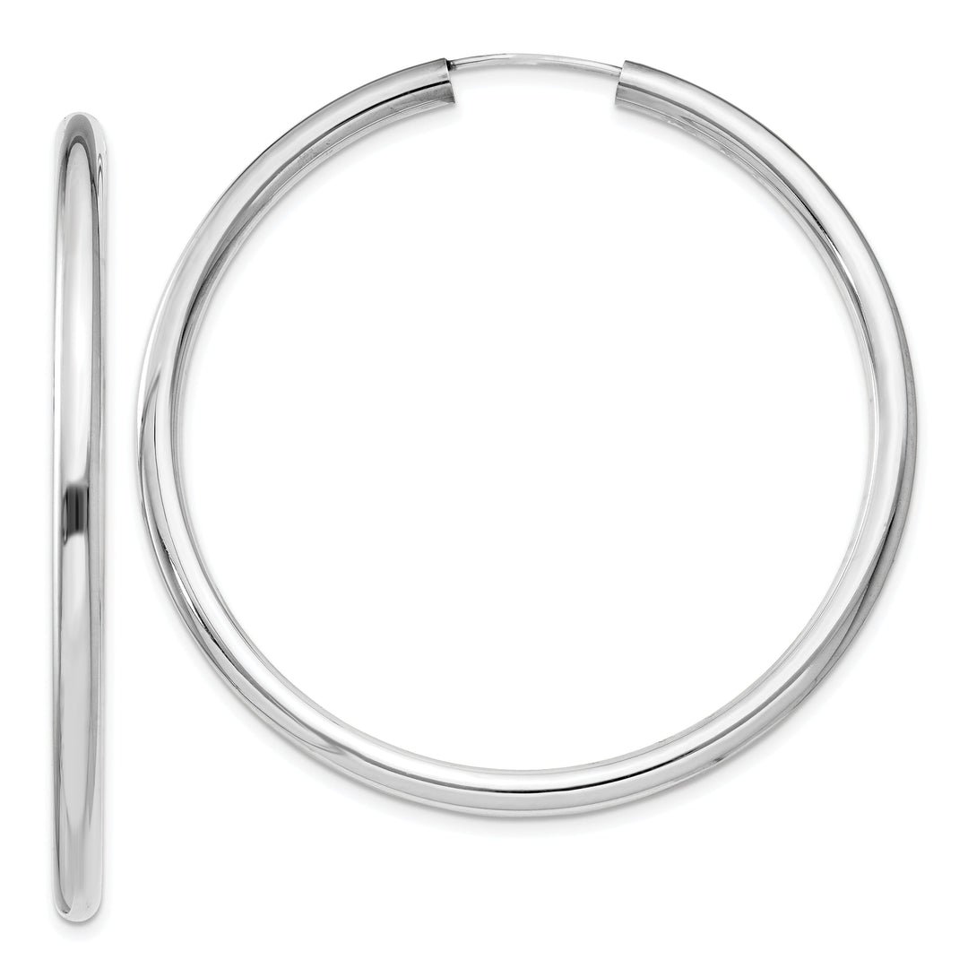 Silver Hollow Endless Tube Hoop Earrings 3mmx50mm