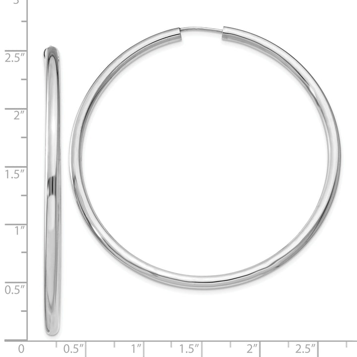 Silver Hollow Endless Tube Hoop Earrings 3mmx60mm