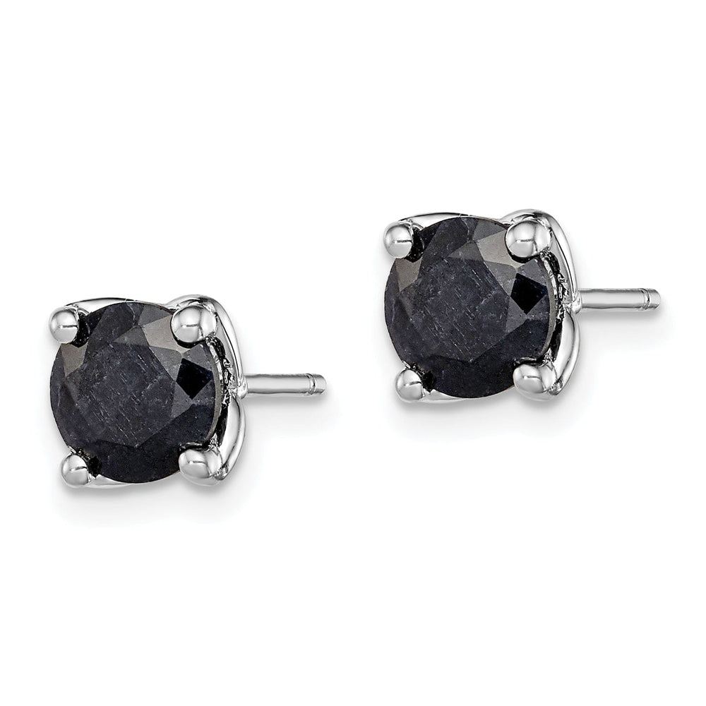 Silver Polished Black Sapphire Post Earrings