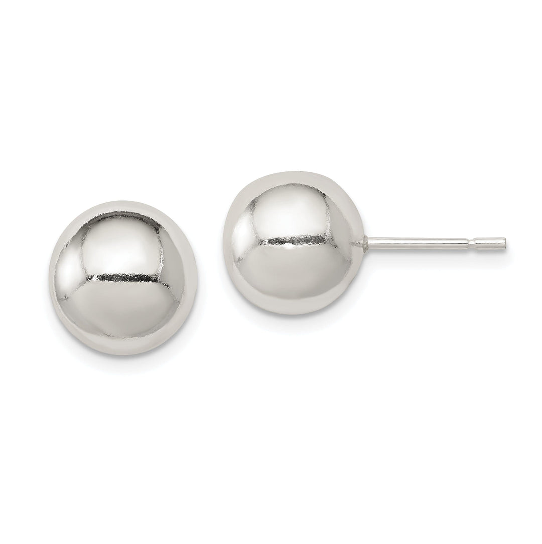 Silver Polished Finish 10MM Ball Post Earrings