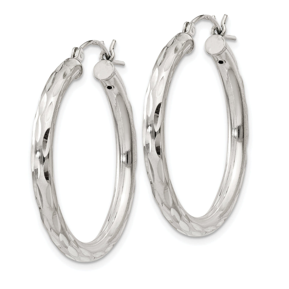 Sterling Silver D.C Satin Polished Hoop Earrings