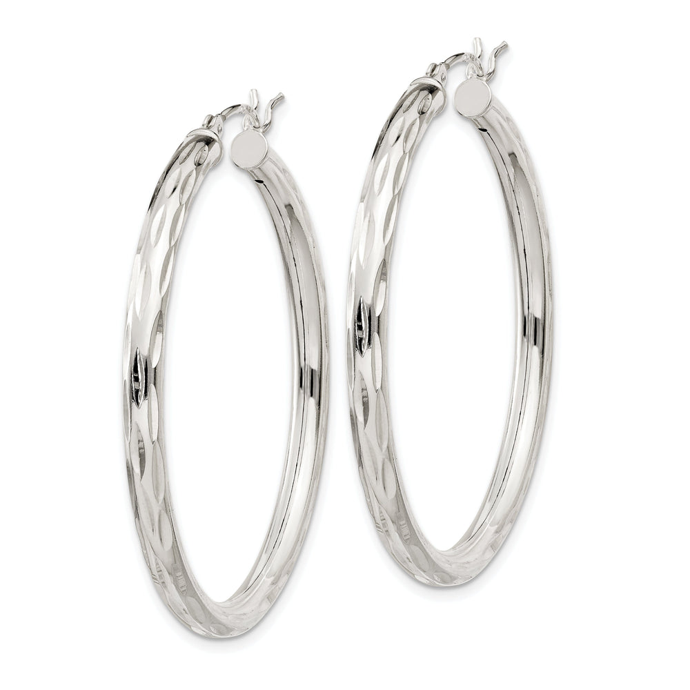 Sterling Silver D.C Satin Polished Hoop Earrings