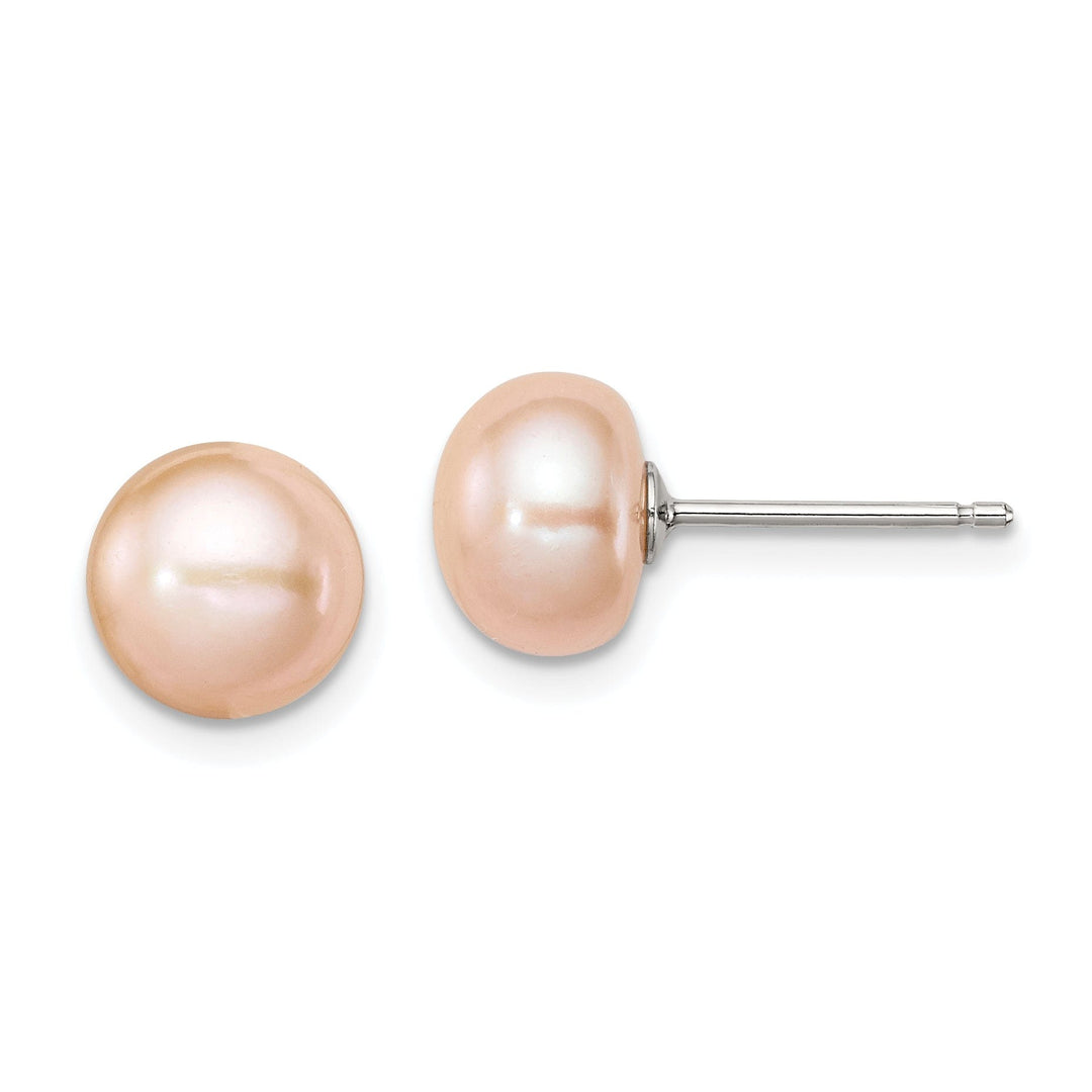 Sterling Silver Peach Pearl Button Post Earring