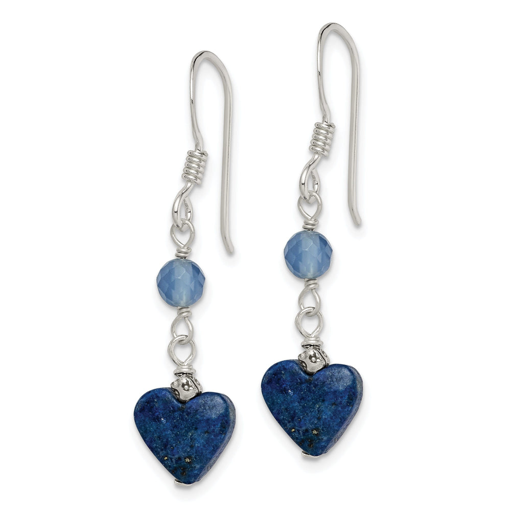 Silver Lapis Blue Agate Dangle Earrings