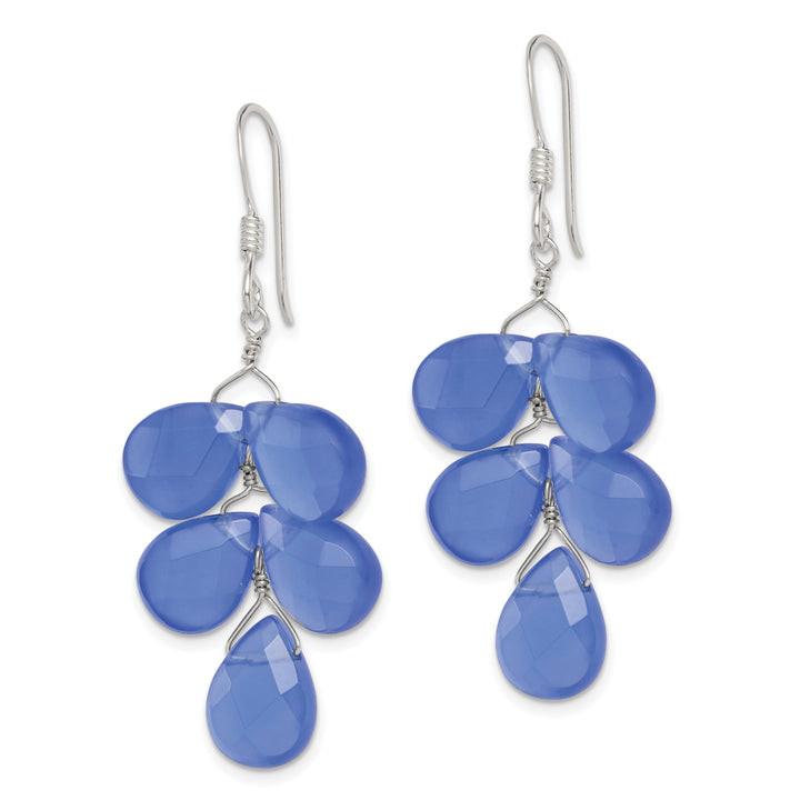 Silver Blue Quartz Crystal Dangle Earrings