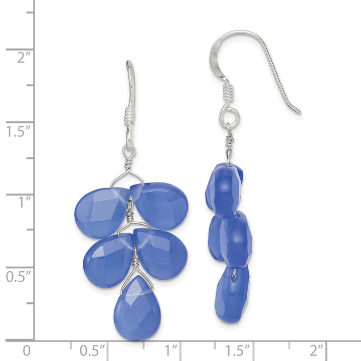 Silver Blue Quartz Crystal Dangle Earrings