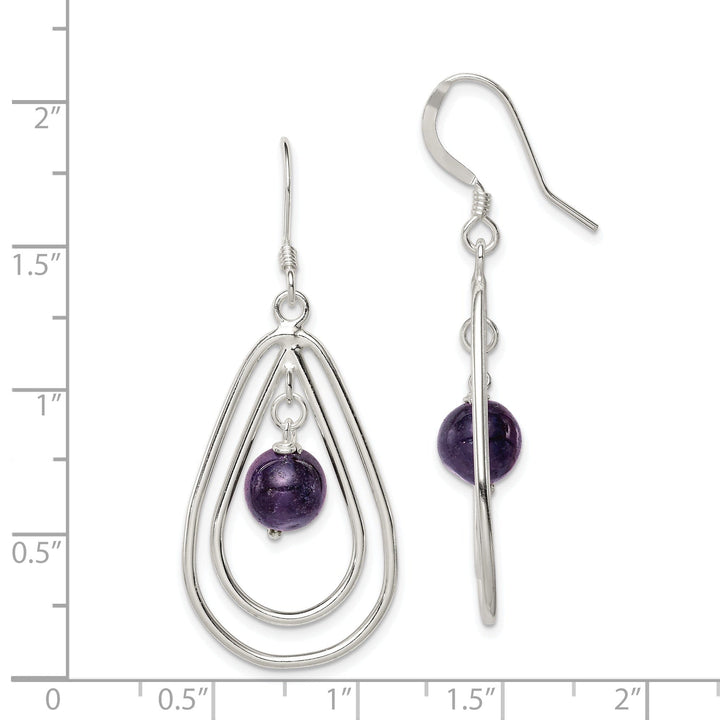 Sterling Silver Amethyst Dangle Design Earrings