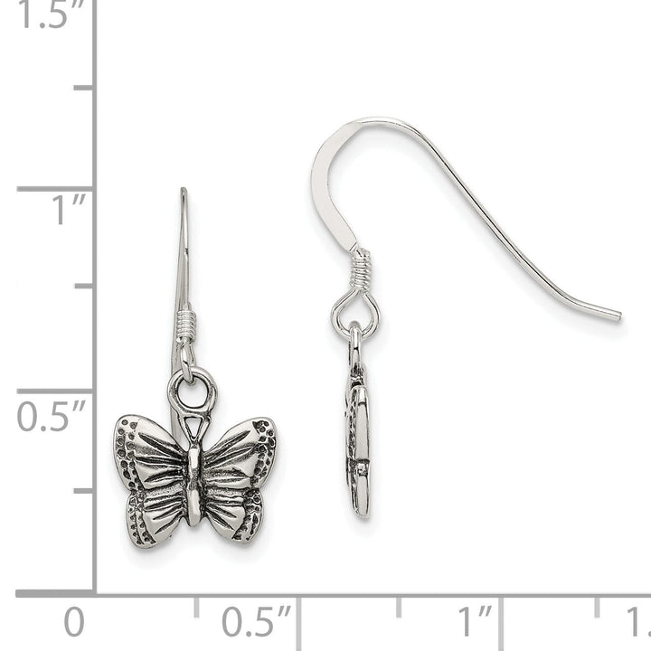 Sterling Silver Antiqued Butterfly Earrings