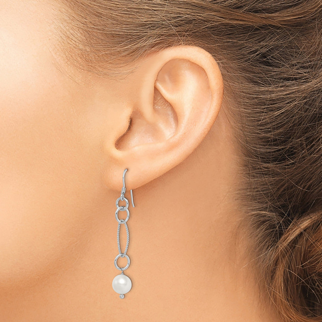 Silver Fresh Water Sheperds Hook Pearl Earrings