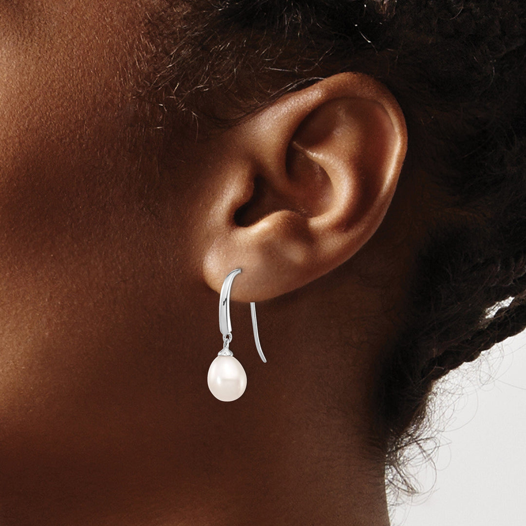 Silver Water Culture Pearl Dangle Hook Earrings