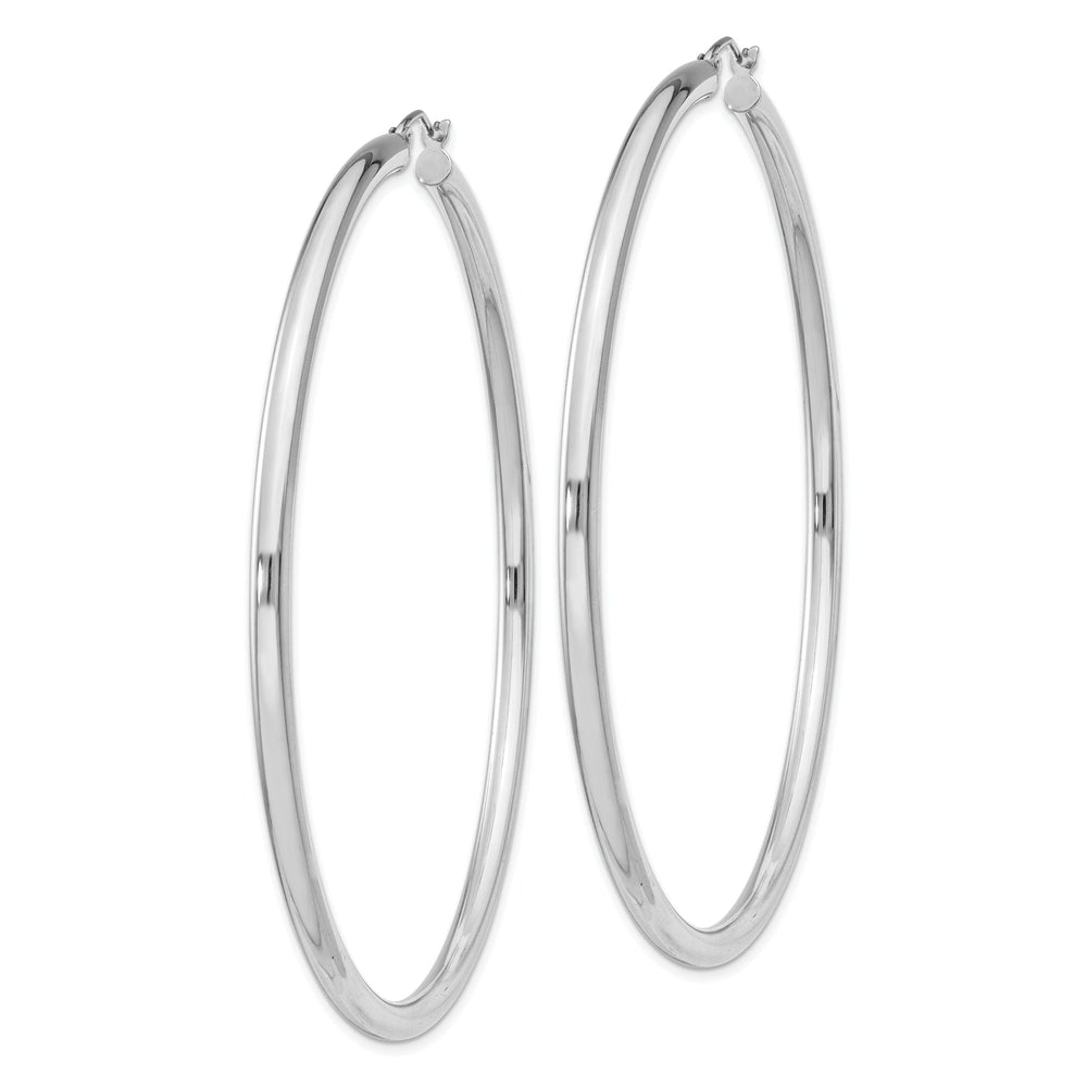Silver Hollow Round Hoop Hinged Earrings