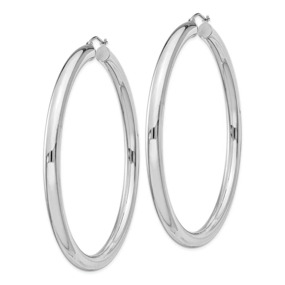 Silver Hollow Round Hoop Hinged Posts Earrings