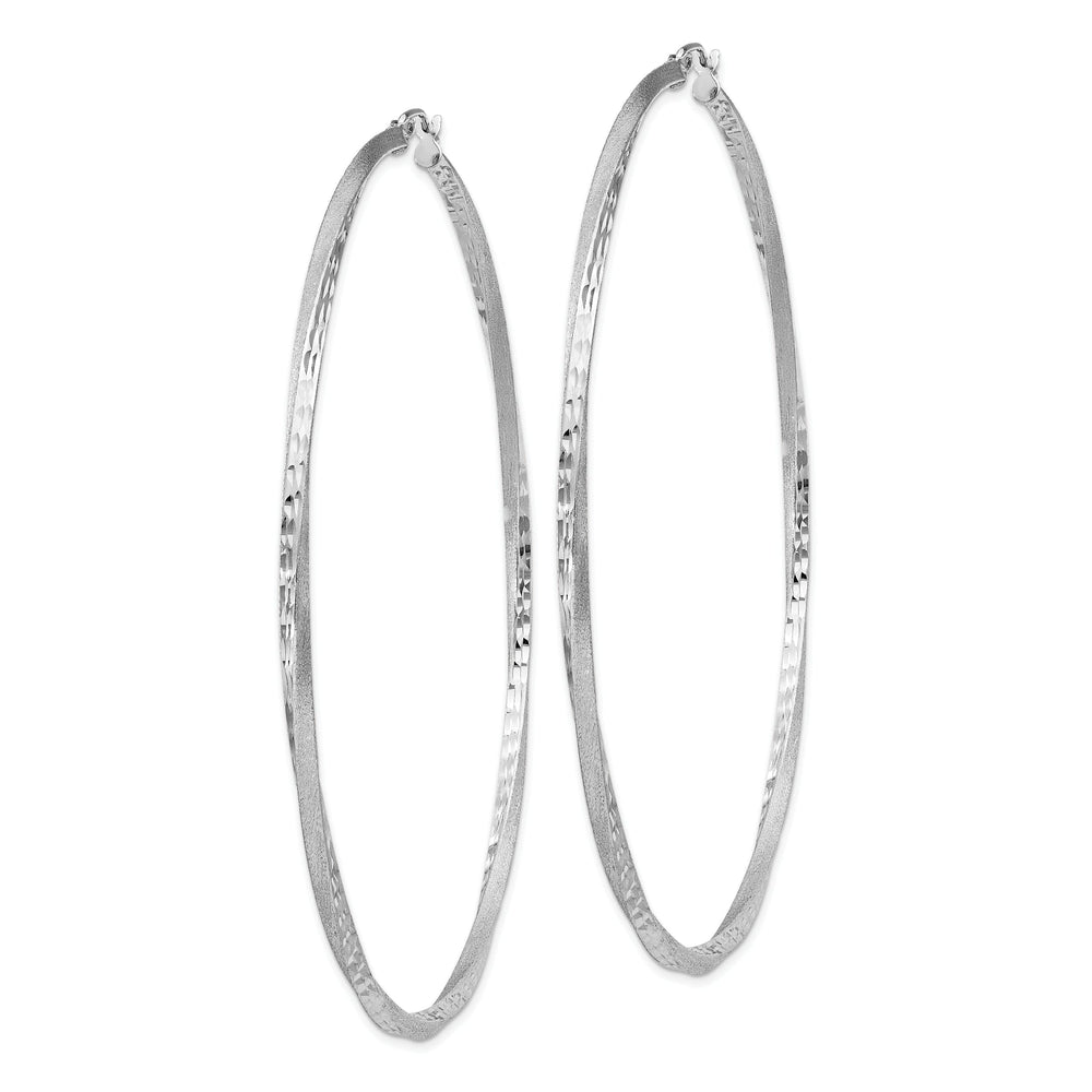Silver Satin Finished D.C Twisted Hoop Earrings