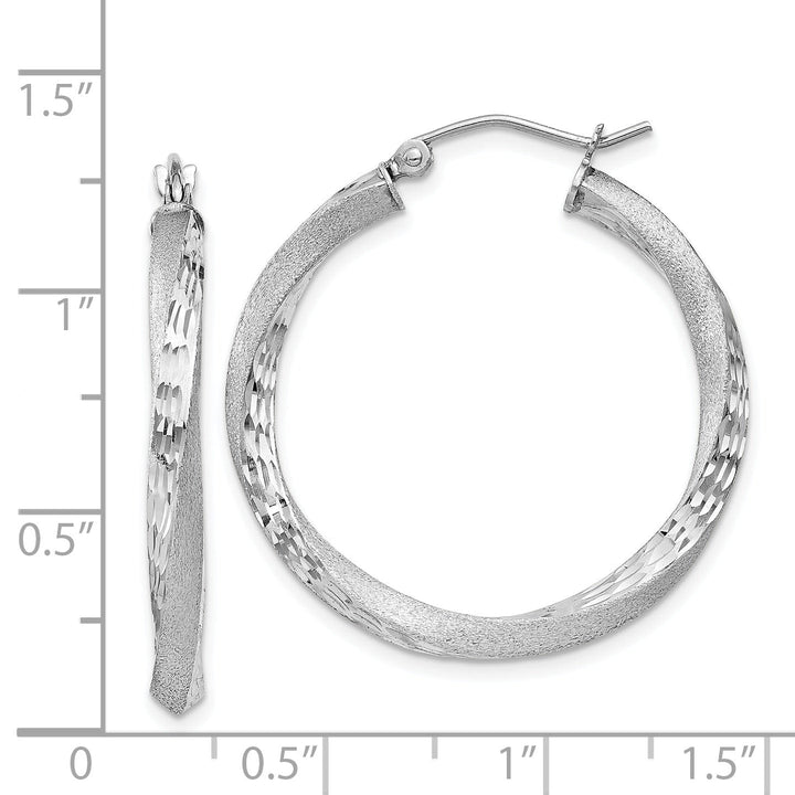 Silver 3MM Polished D.C Twisted Hoop Earrings