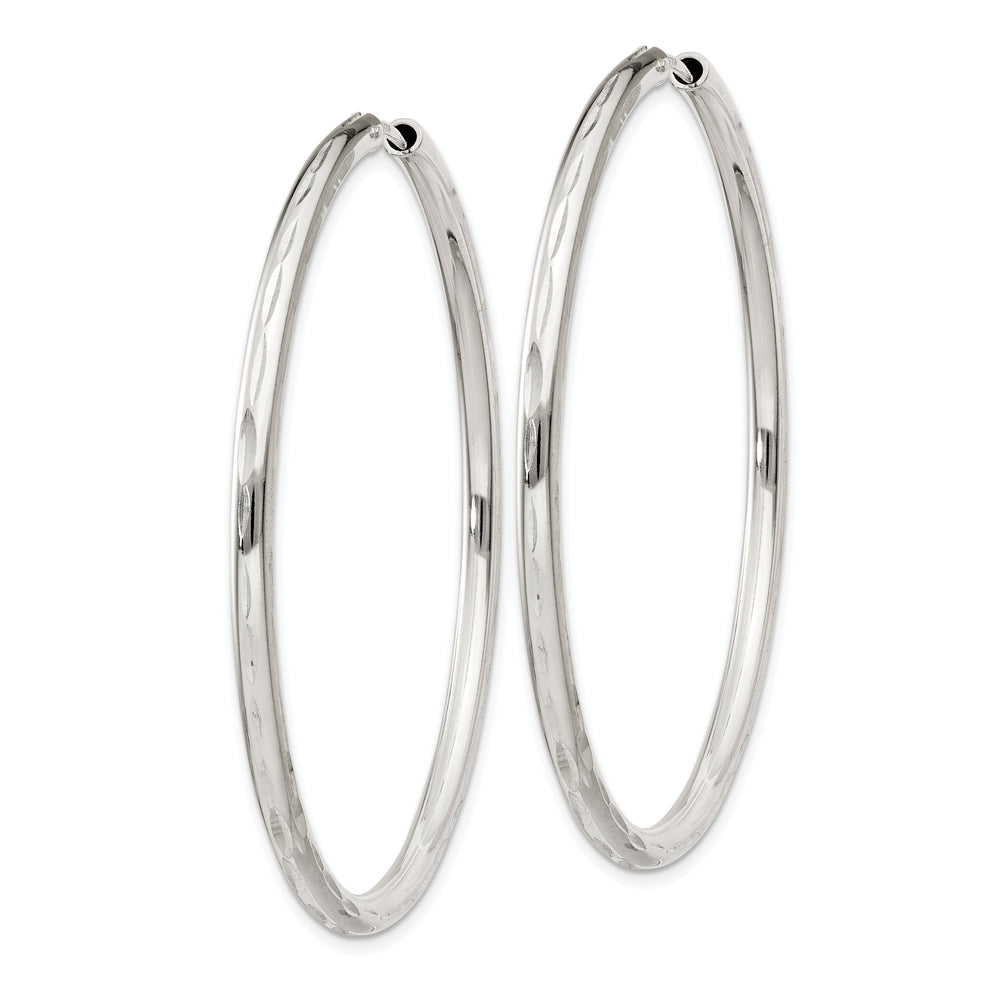 Sterling Silver Diamond Cut Hoop Earrings