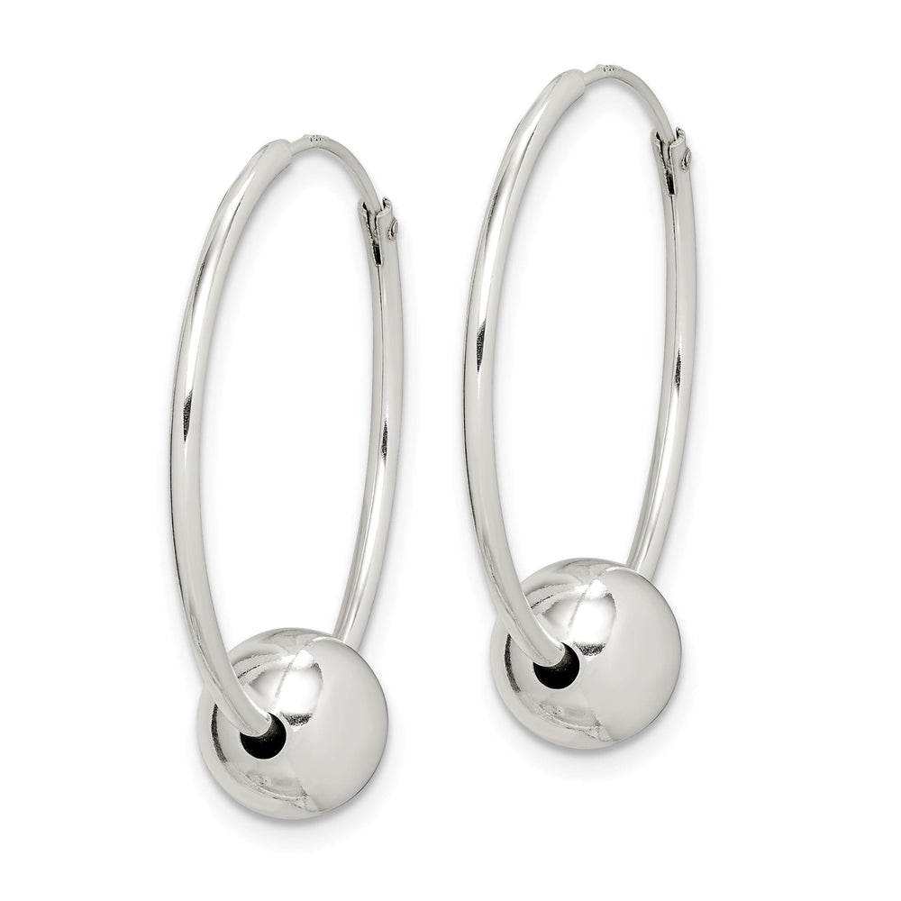 Sterling Silver Ball Bead Hoop Earrings