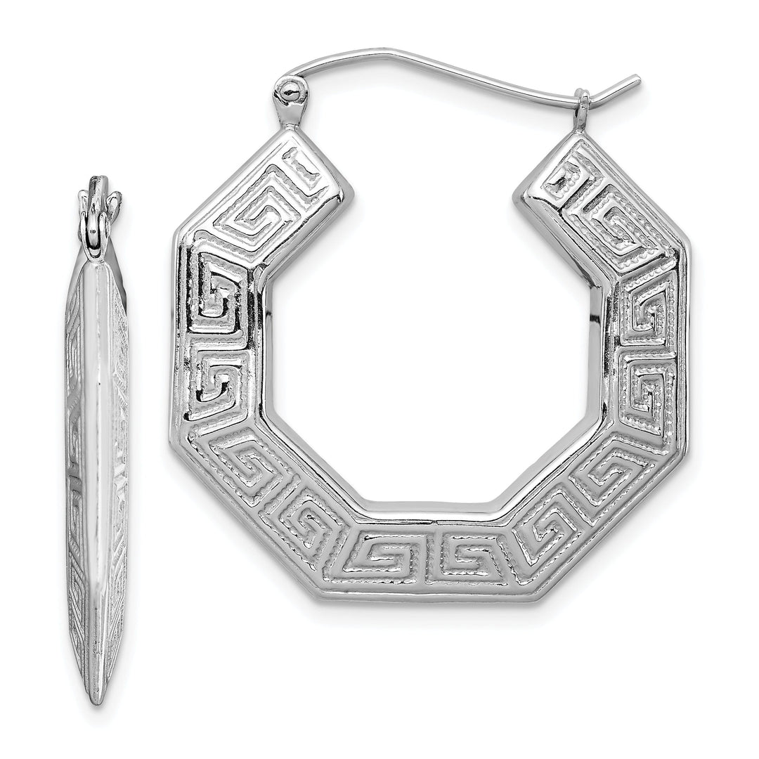 Sterling Silver Greek Key Hoop Earrings