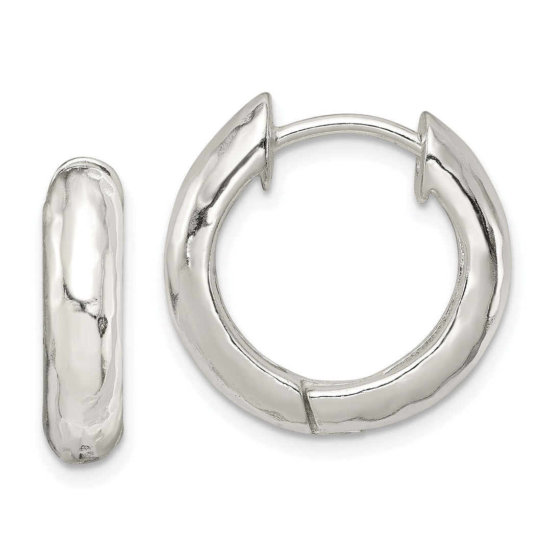 Sterling Silver Polished Finish Hinged Hoop Earrings
