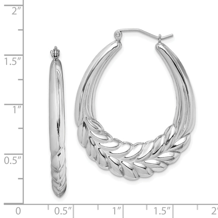 Sterling Silver Fancy Oval Hoop Earrings