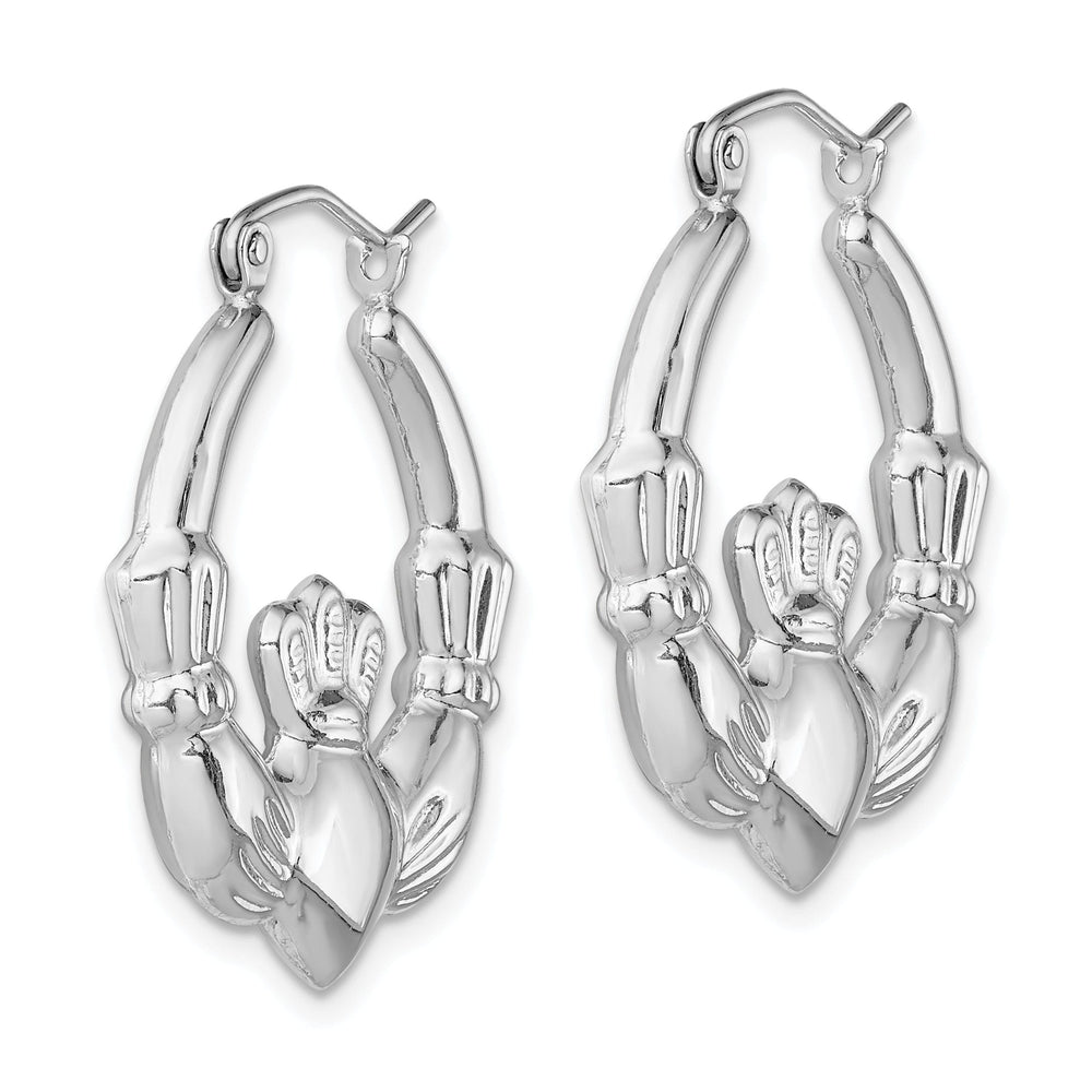 Sterling Silver Polished Claddagh Hoop Earrings