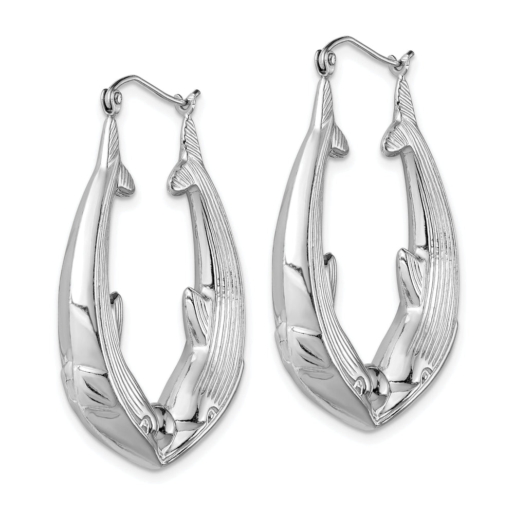Sterling Silver Kissing Dolphin Hoop Earrings