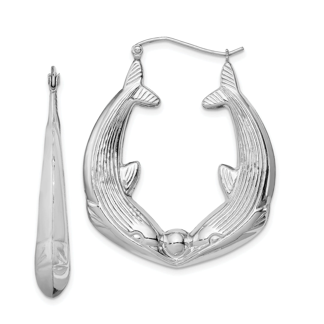 Sterling Silver Kissing Dolphin Hoop Earrings