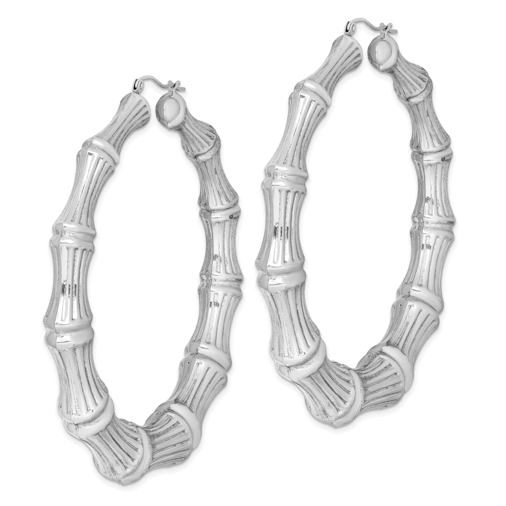 Sterling Silver Bamboo Hoop Earrings