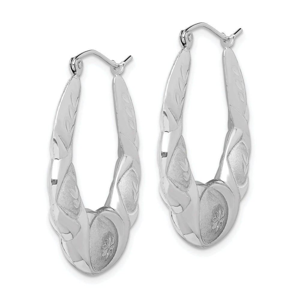 Silver Polished and Satin Scalloped Hoop Earrings