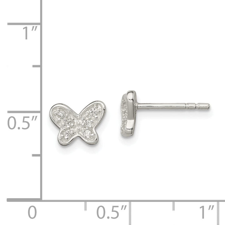 Sterling Silver C.Z Butterfly Mini Post Earrings