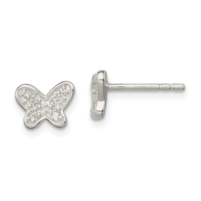 Sterling Silver C.Z Butterfly Mini Post Earrings