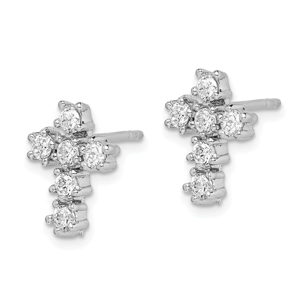 Sterling Silver C.Z Diamond Cross Post Earrings