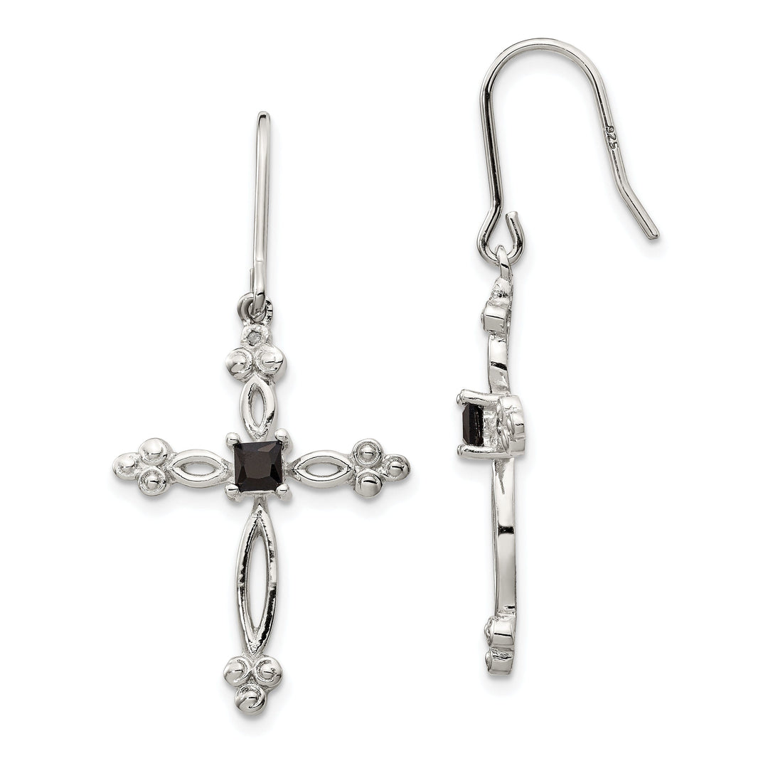 Sterling Silver Diamond Accent C.Z Cross Earrings